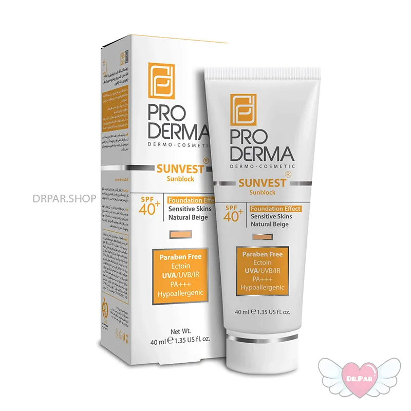 کرم ضدآفتاب رنگی مینرال فاقد جاذب های شيميايی پوست حساس 40 میلی لیتر سان وست پرودرما Proderma